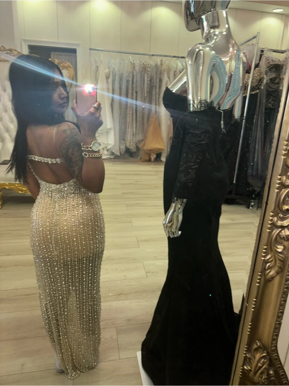 Custom Embellished Beaded Evening Gown / Prom Dress | Size 4